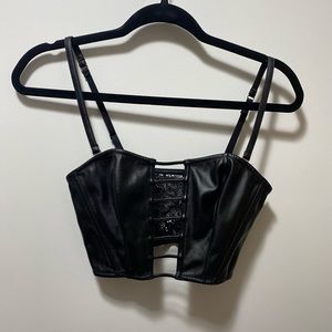 Victoria Secret black leather bustier top